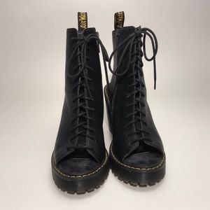 Dr Martens Carmelita Open Toe Black Heel Lace